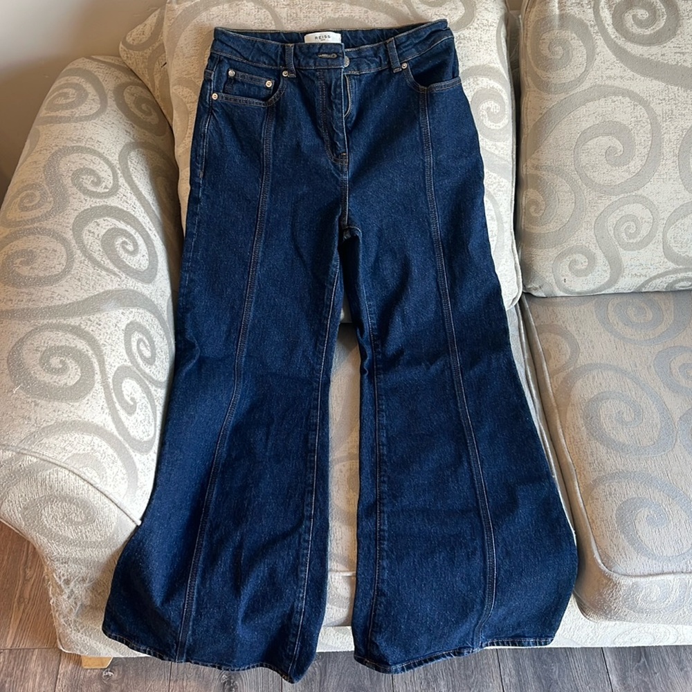 Reiss denim pants. Wide flare. Never worn.